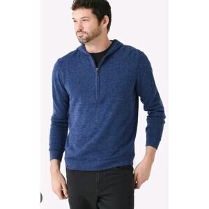 johnnie-O Mitch Wool Cashmere Blend 1/4 Zip Hoodie Medium EUC